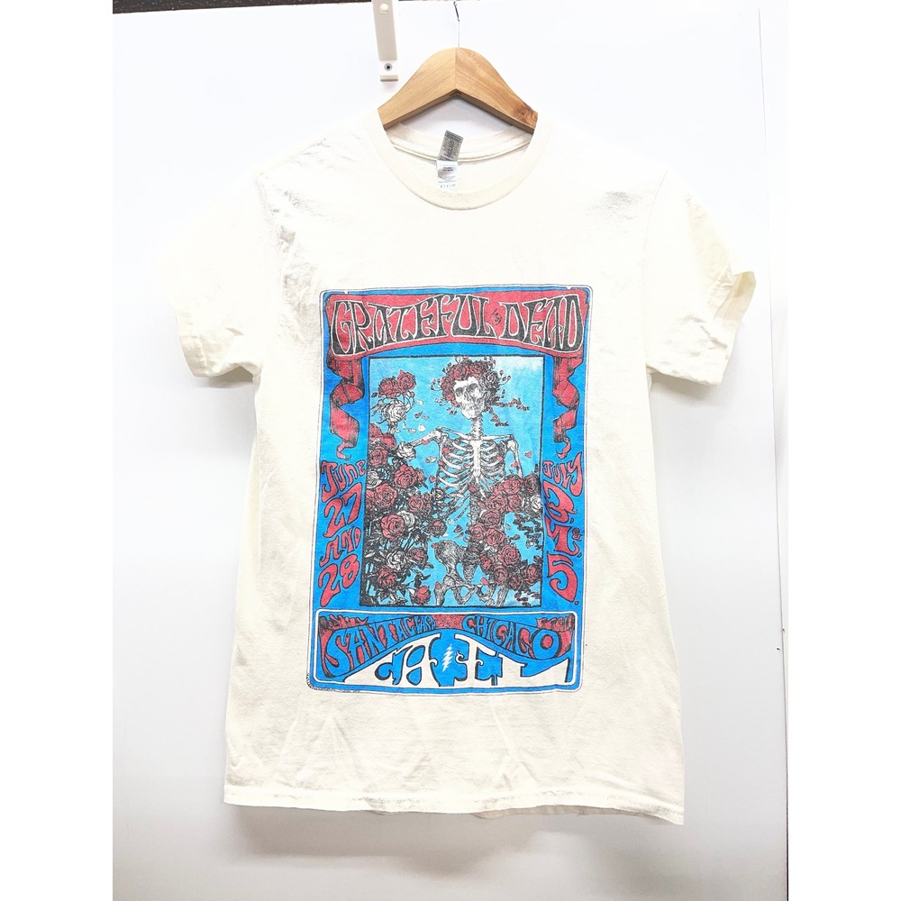 Grateful Dead Fare Thee Well 2015 Chicago Tour Shirt Gildan Small Cream Bertha